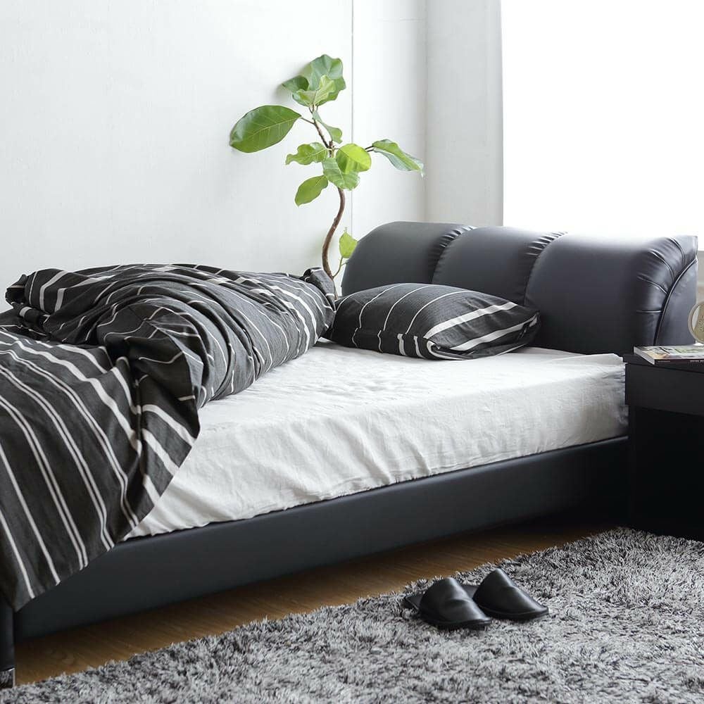 ダブルベッド　styleproposer  ブラック Amazon｜Yaheetech ベッドフレーム ダブル パイプベッド スチール製