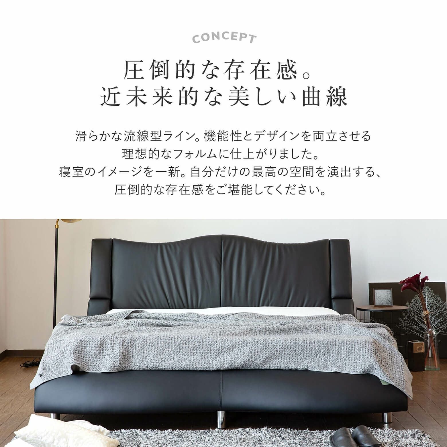 クイーン】エラスタ ブラック【マットレス別売り】【組立設置付