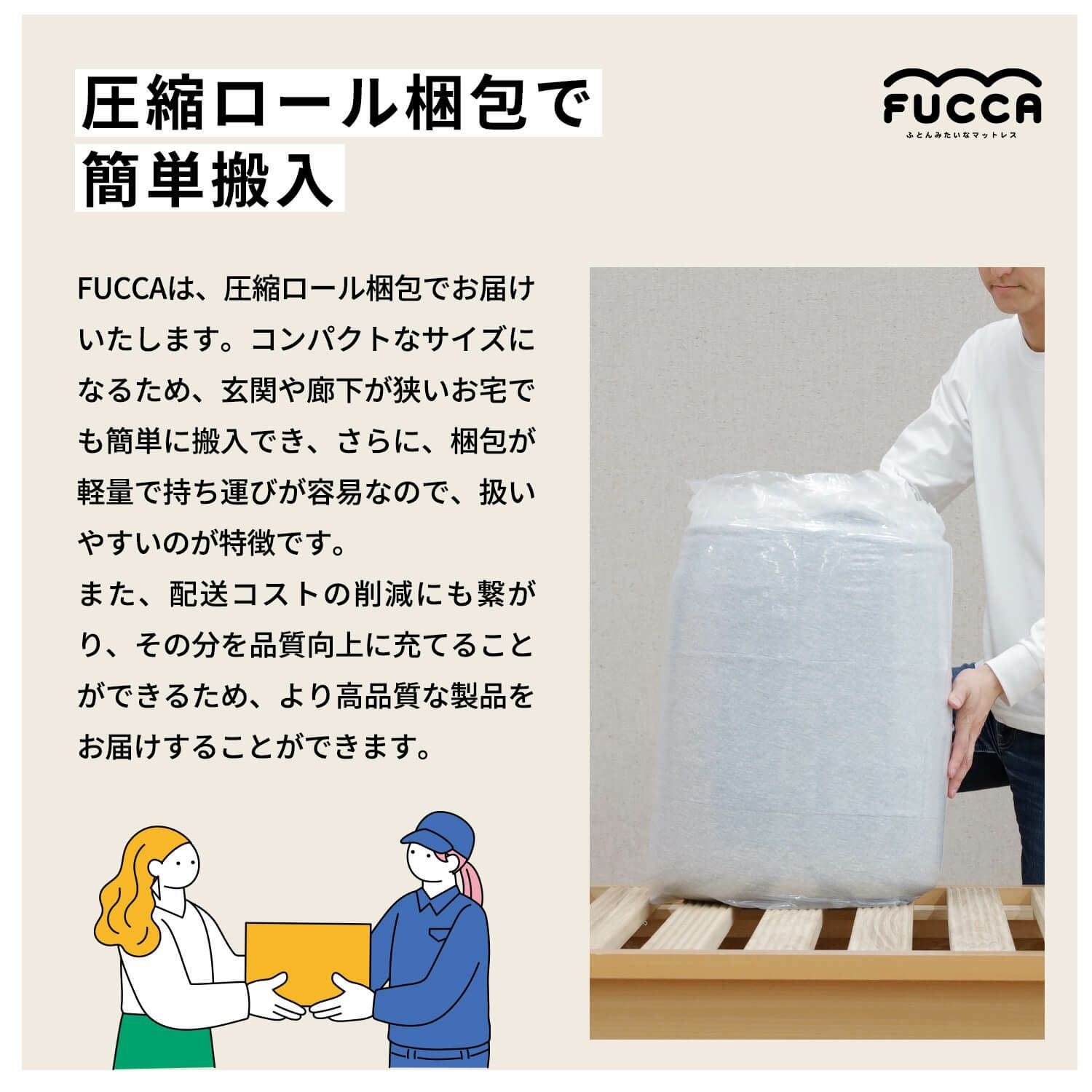開梱設置なし】【シングル】ふとんみたいなマットレス FUCCA(厚み12cm