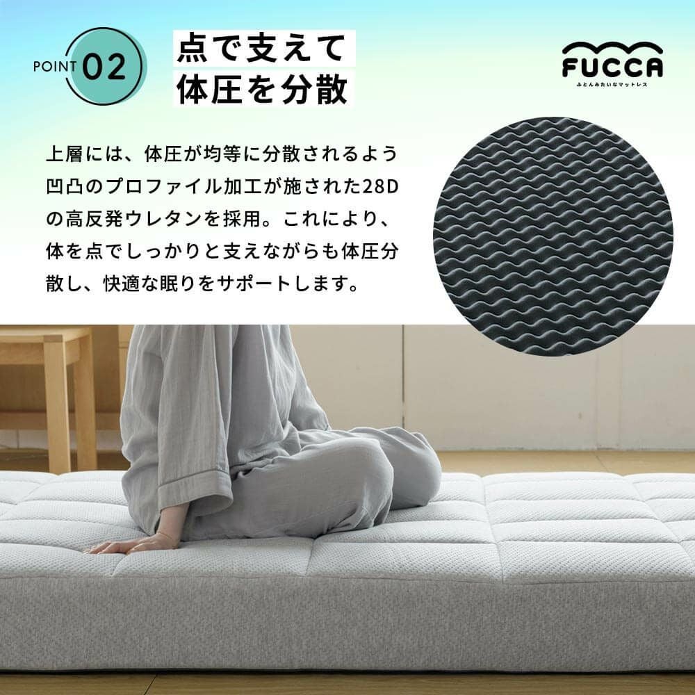 開梱設置なし】【ダブル】ふとんみたいなマットレス FUCCA(厚み18cm